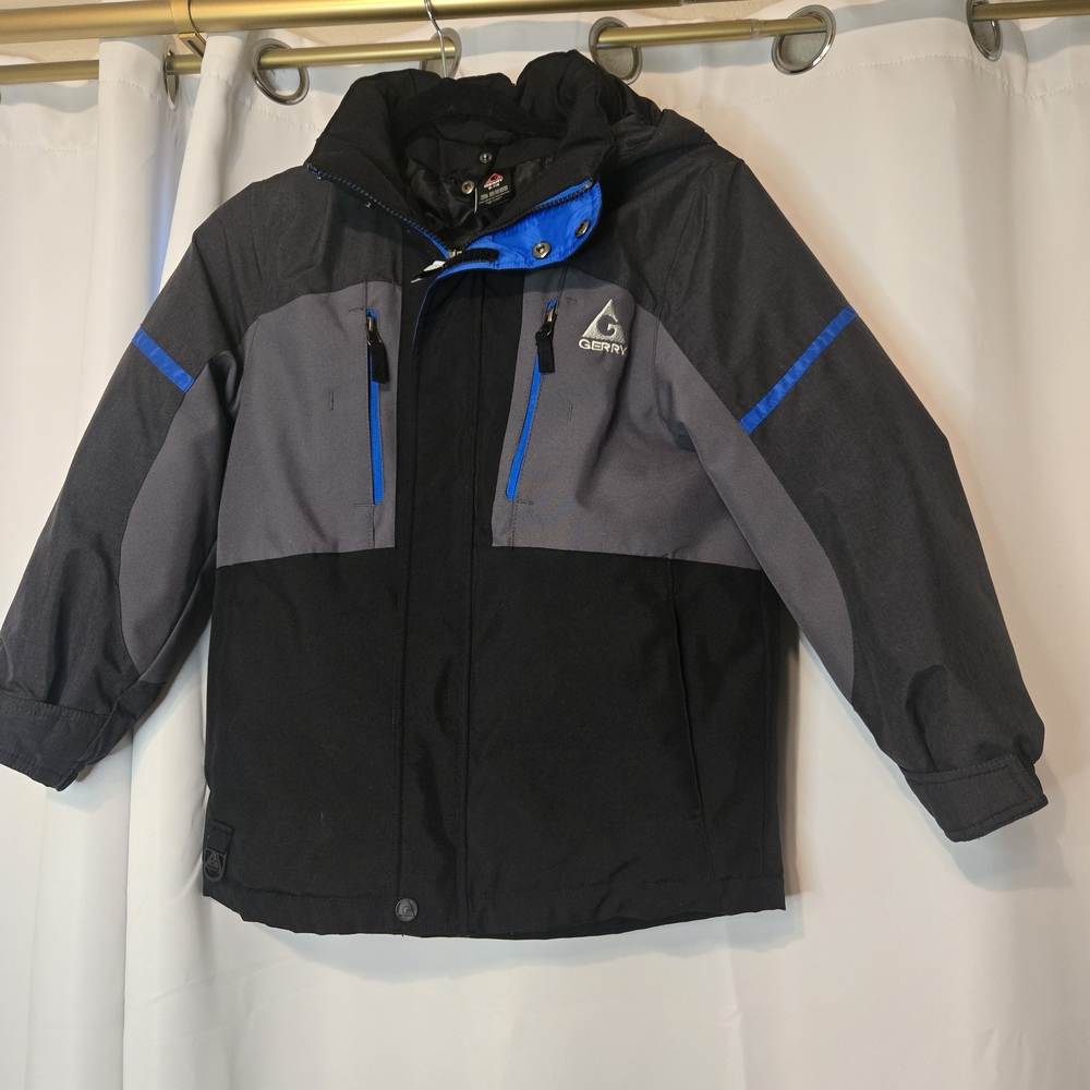 Gerry Weber Black and Gray Puffer Jacket Weather-Resistant Stand-Up Collar